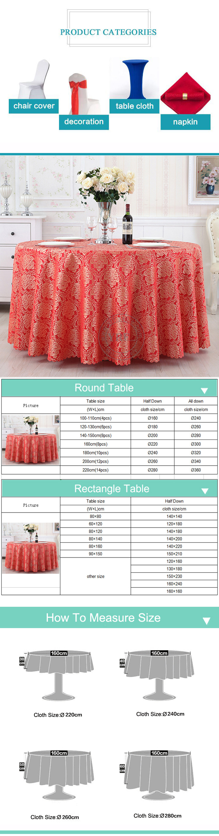 Banquet Tablecloth Round For Wedding