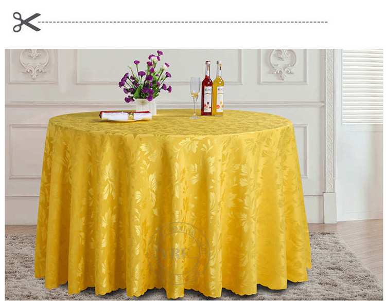 Polyester Yellow Wedding Round Tablecloth