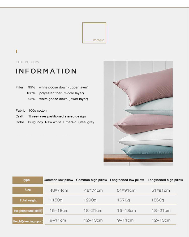 Soft 95% Down Pillows Customized