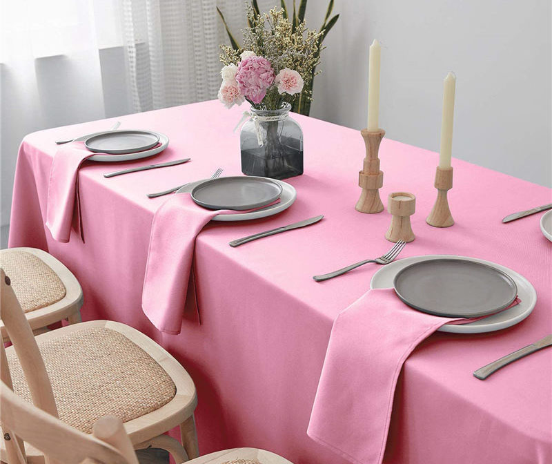 90x132 inch Wrinkle Free Rectangle Tablecloth Pure Pink