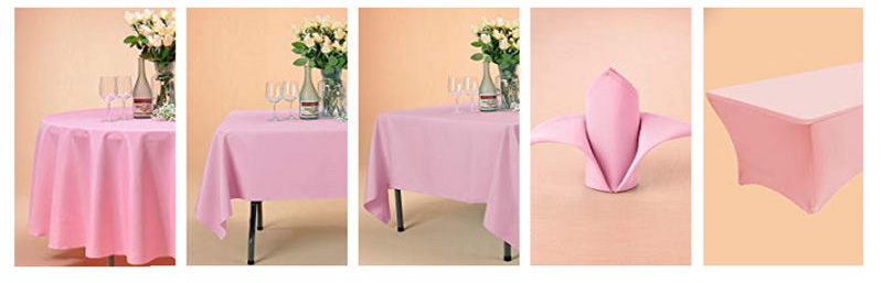 100% Polyester Pure Pink Rectangle Tablecloth 90x132 inch