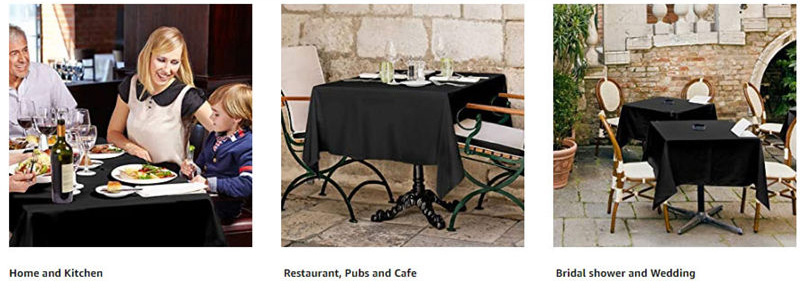 100% Polyester 54x54 inch Square Table Cloth Pure Black
