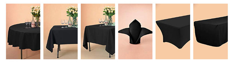54x54 inch 100% Polyester Pure Black Square Table Cloth