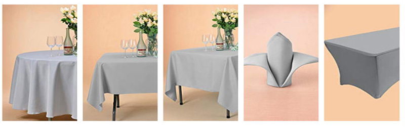 70x70 inch 100% Polyester Pure Silver Square Tablecloth