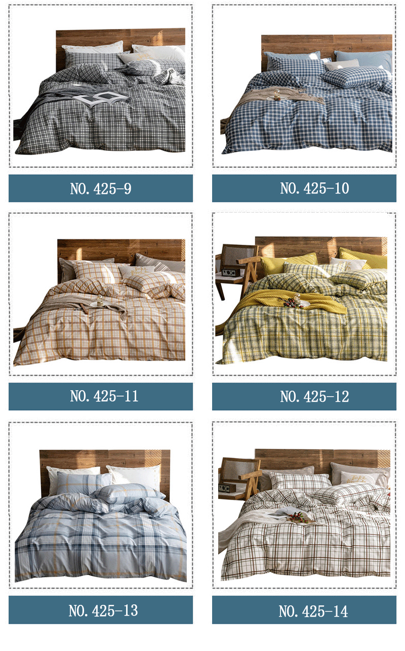 4 Piece Bed Sheet Set Khaki Gingham