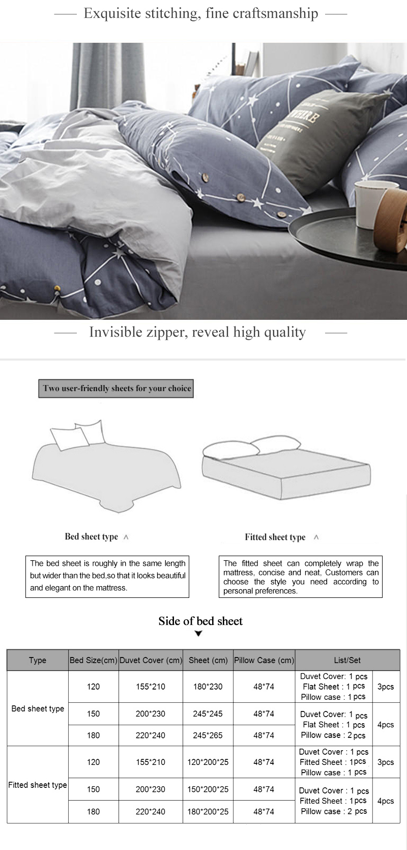 Home Textile 3 Piece Fitted Sheet