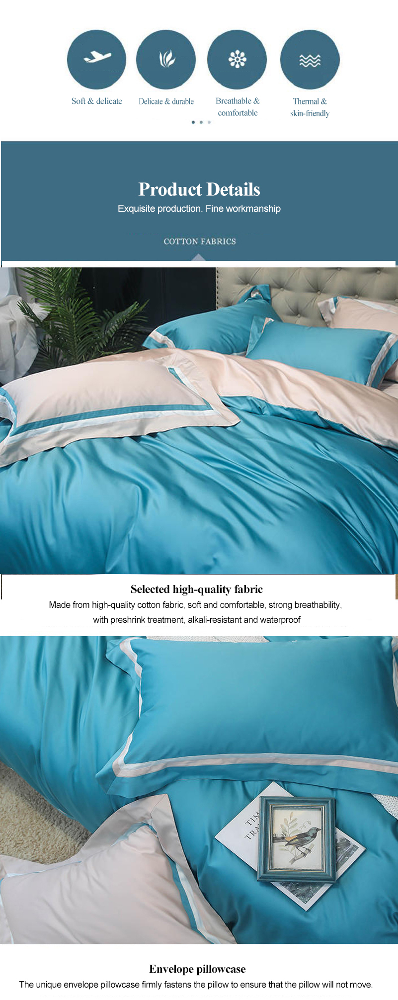 100% Long Staple Cotton Superior Quality Bedding Set