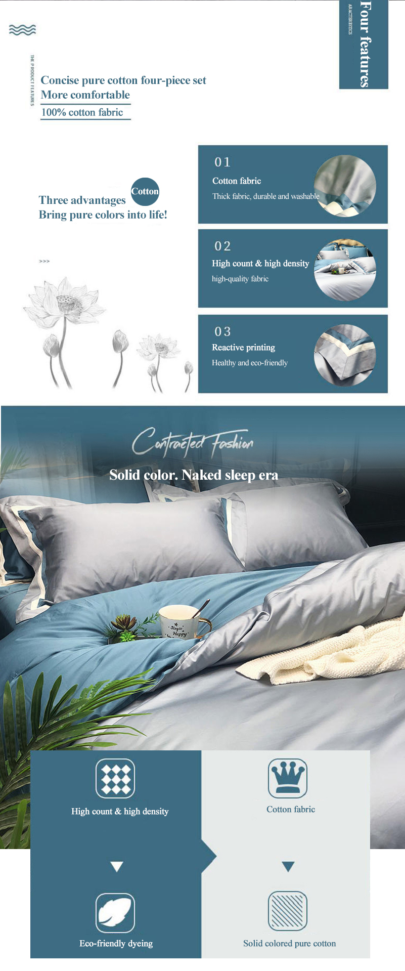 Soft Silver 4PCS Bedding Set