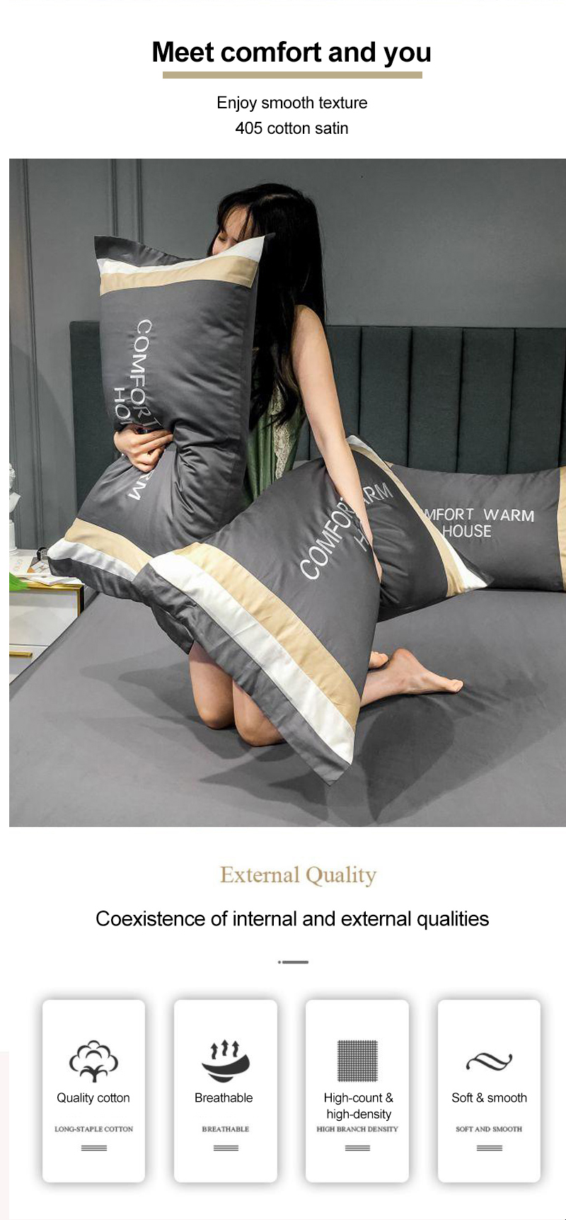 Home Decoration Pure Satin Bed Linen