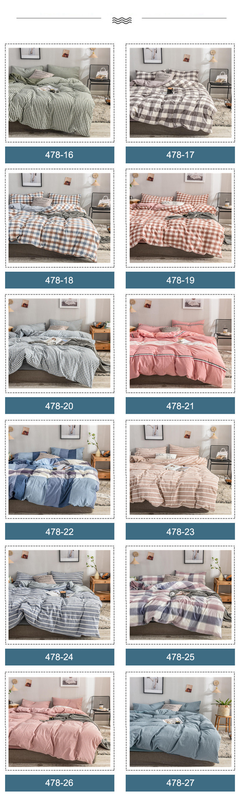 100% Washed Cotton Fabric Stain Resistant Bed Sheet Set