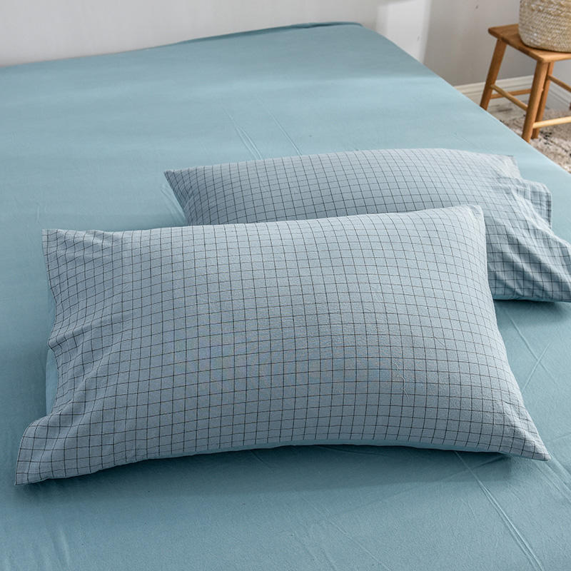 Bed Sheets Blue Plaid Fashion Style