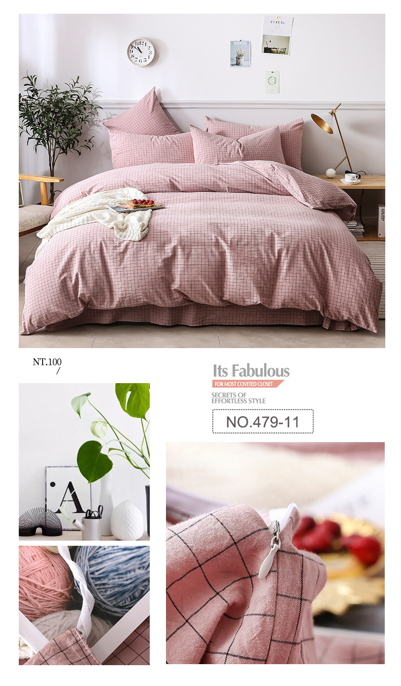 Pink Plaid High Quality Bed Sheets