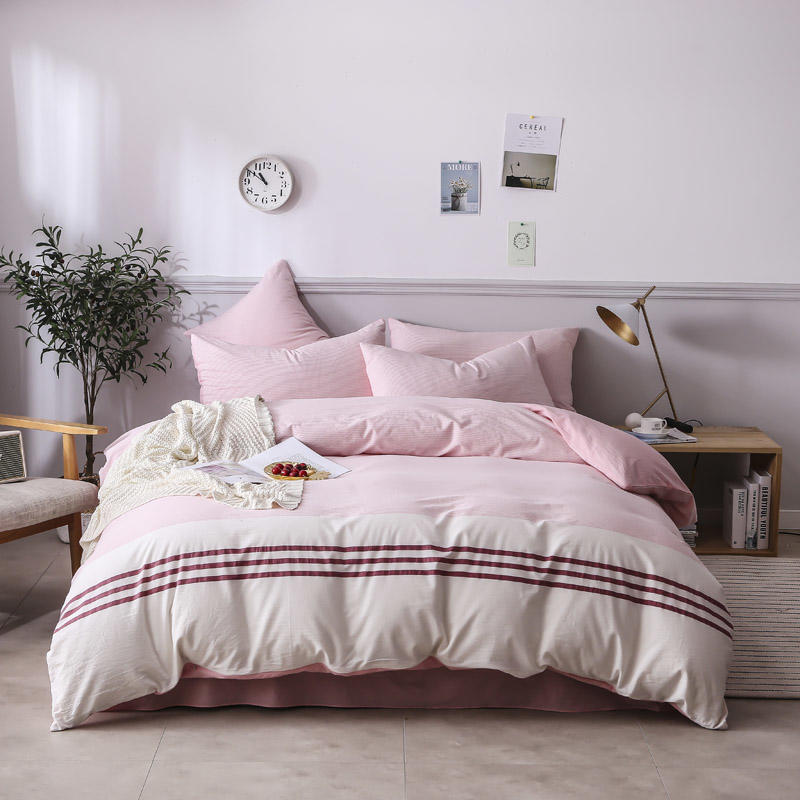 Bed Sheets Pink Striped High Quality