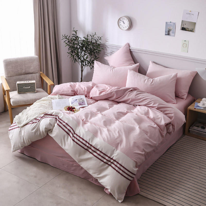 Pink Striped Bed Sheets High Quality
