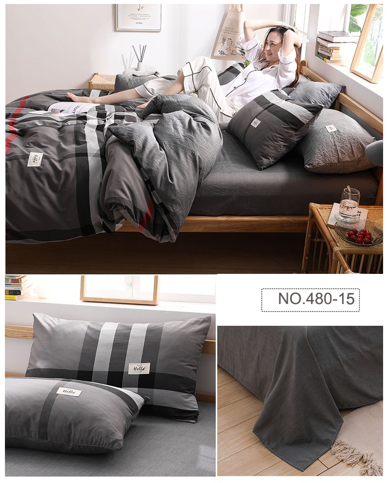 Cyan Plaid Modern Style Bed Sheet