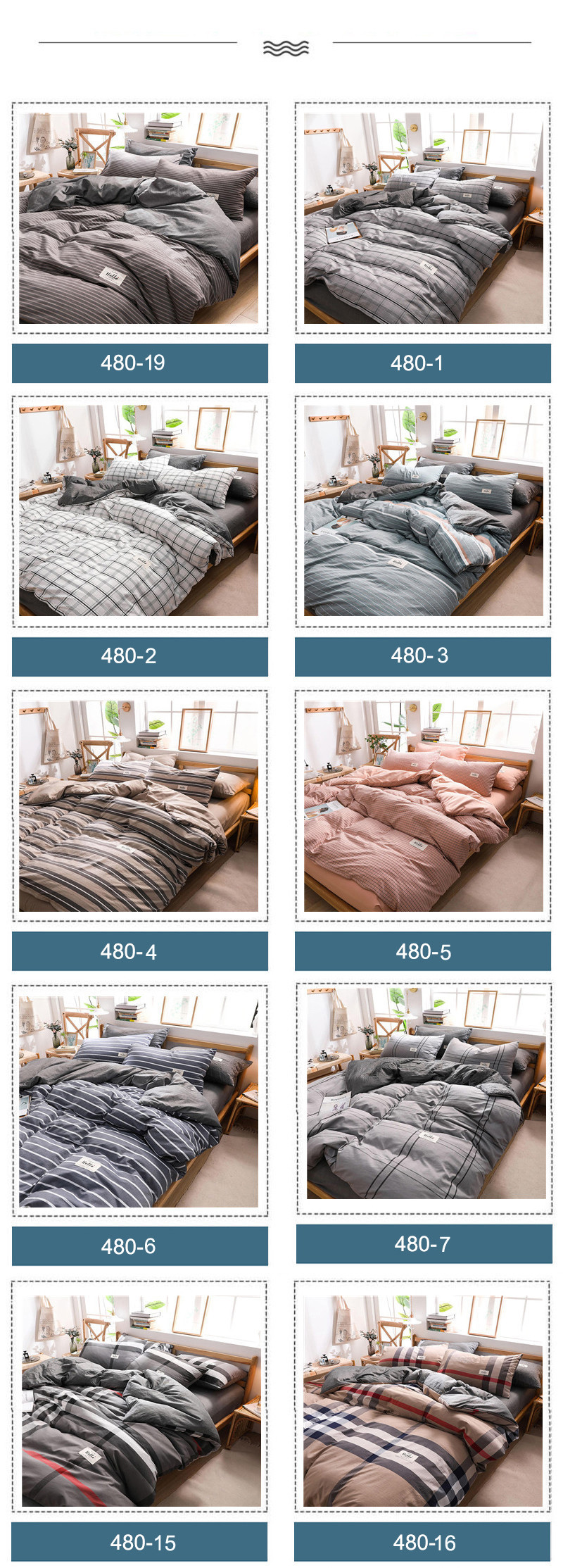 Cyan Plaid Bed Sheet Modern Style