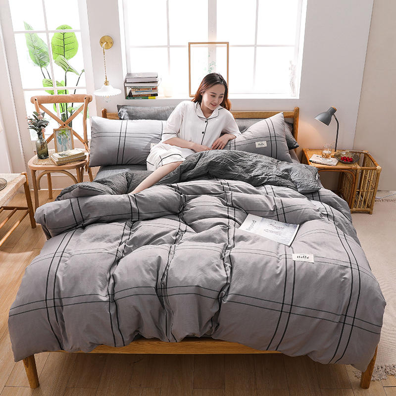 Bedding Polyester Gray Plaid