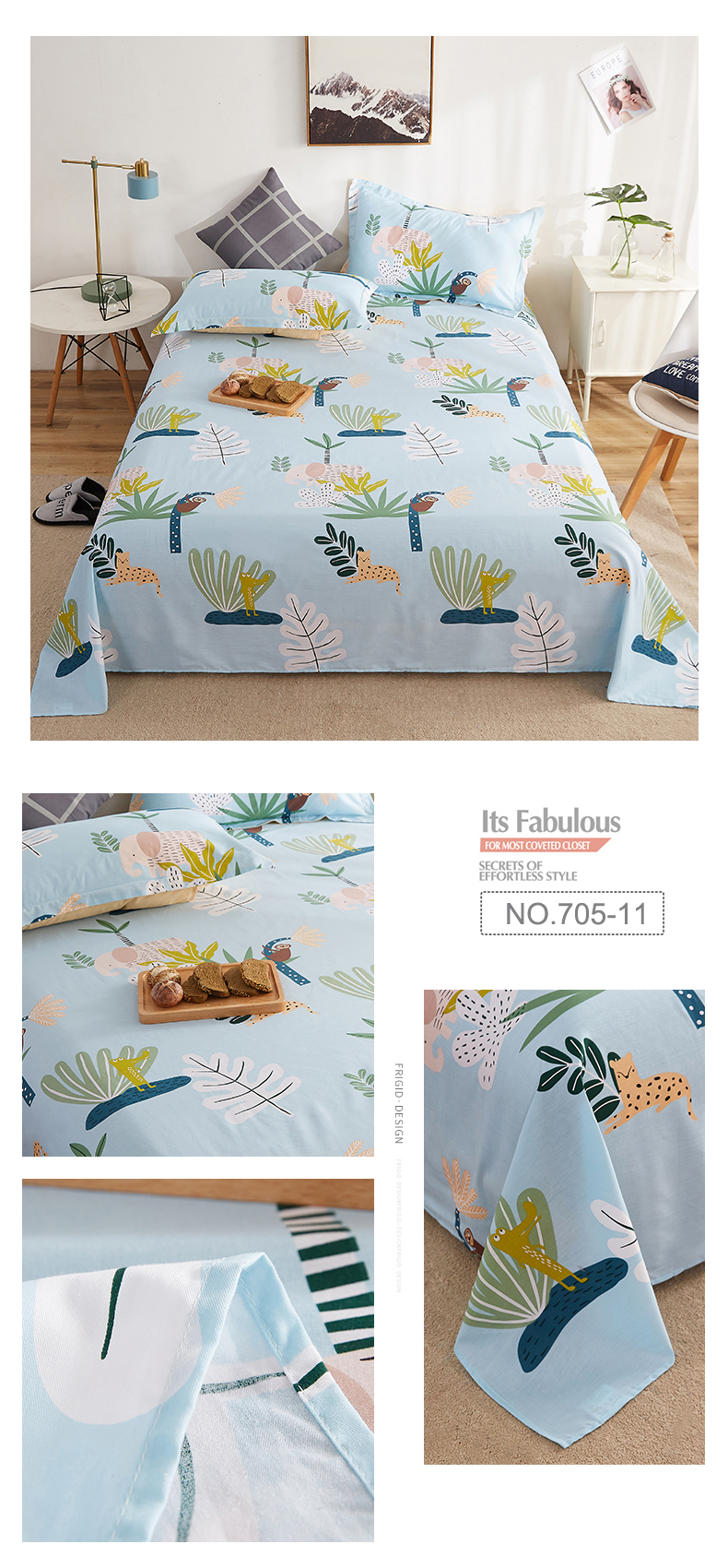Sheet Set Printed For 4PCS Double