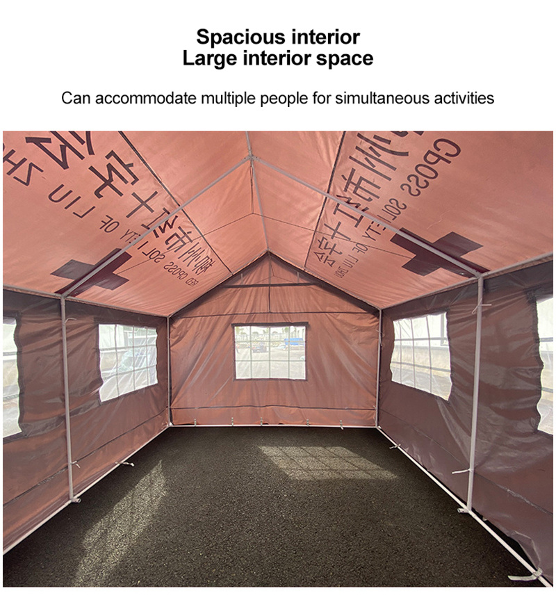 Gray tent resistant to 30 cm of snow