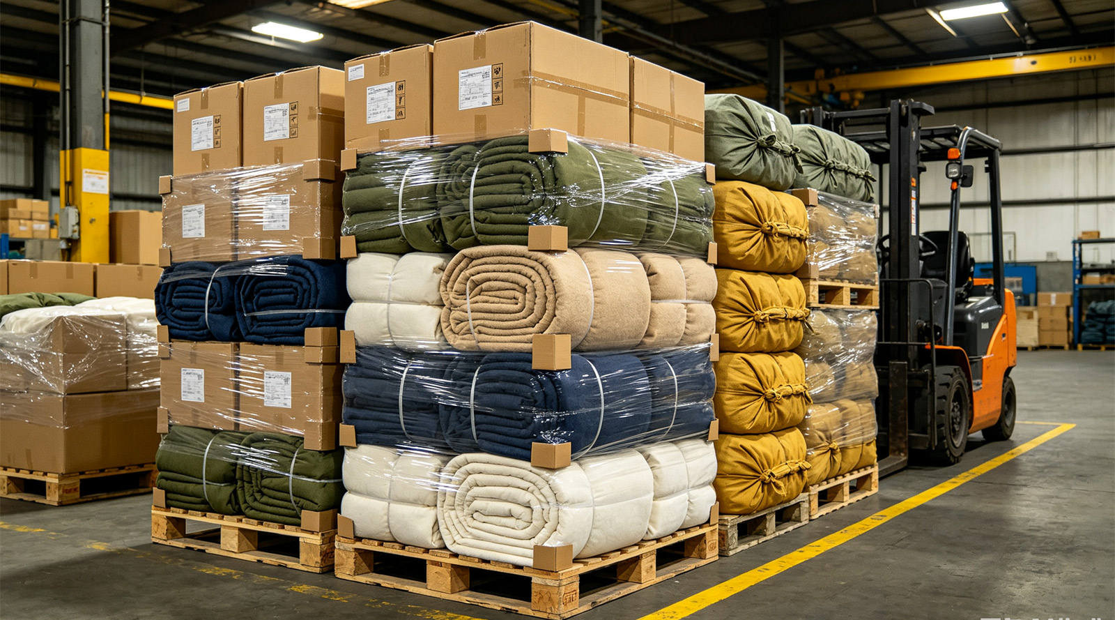 YRF Textile bulk blanket stock arranged for inventory control, destination allocation and procurement planning by institutional supply teams for the how government stockpiles should plan blanket specifications section.