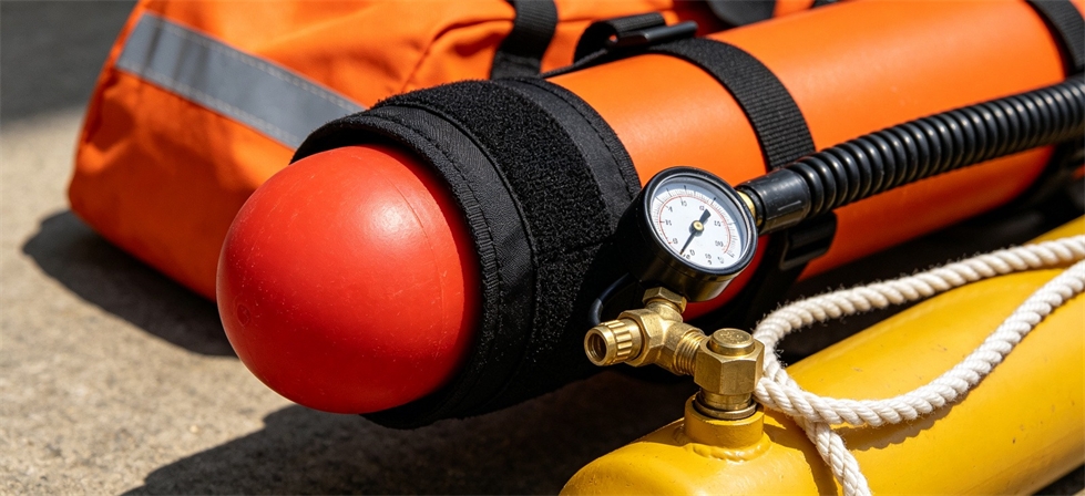 Rescue Line Throwers showing pressure gauge detail for flood response deployment and multi-site supply planning