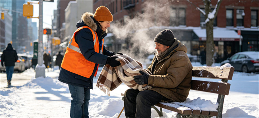 Extreme cold relief blanket urban winter support scene for final procurement action and user-side readiness Extreme cold relief blanket urban winter support scene for final procurement action and user-side readiness