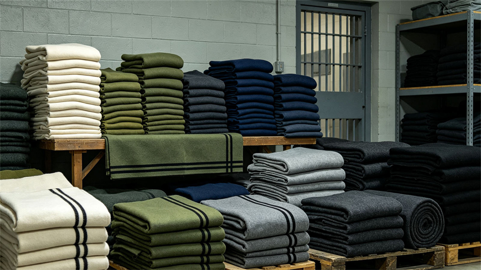 Field camp wool blanket shown in a practical supply setting for institutional supply planning. Field camp wool blanket shown in a practical supply setting for institutional supply planning.