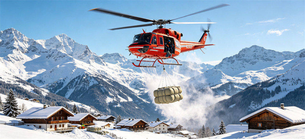 Relief blanket mountain air support scene for comparing urgent response routes and supplier flexibility