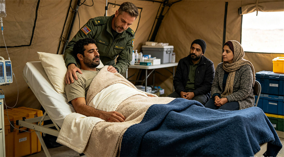 Emergency blanket temporary shelter use showing solid color brown scene for institutional procurement review