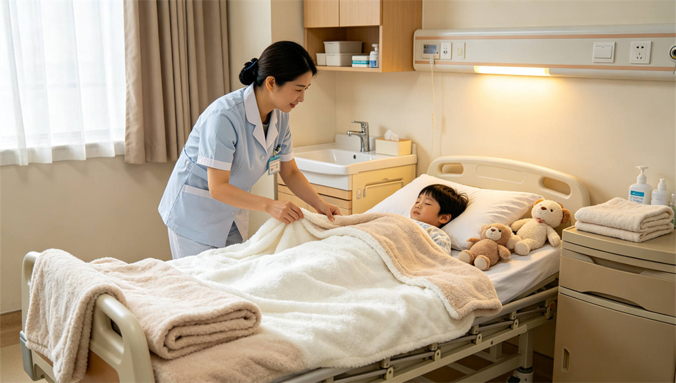 Emergency blanket field-use scene showing solid color beige scene for institutional procurement review