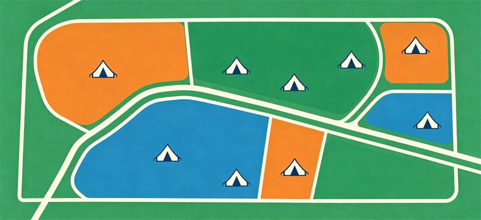 Relief tent camp diagram shown for four main uses for relief tents in institutional relief tent procurement planning