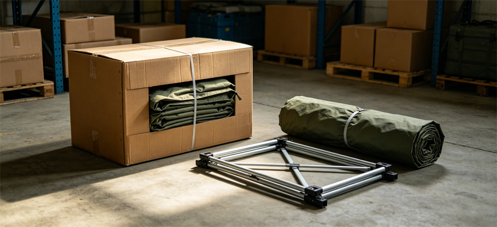 Relief tent packed carton for institutional relief tent procurement and project review
