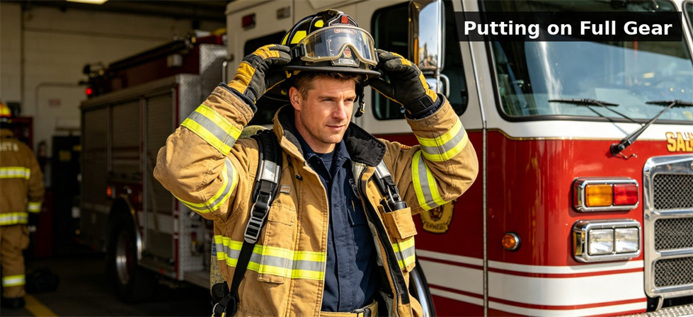 Proximity suit industrial fire scene for institutional procurement, inspection and supply planning