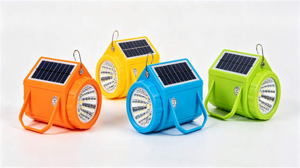 Multiple solar emergency lamps in orange yellow blue green 10W USB output
