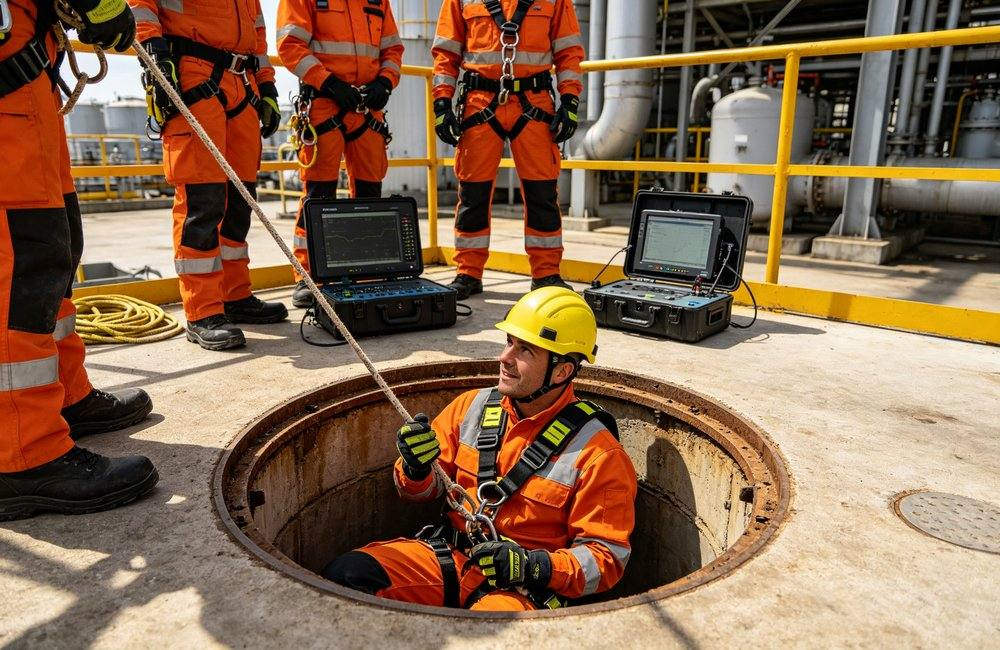 firefighter team briefing PASS device equipment check