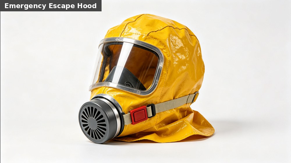 Emergency escape hood for rapid respiratory protection during an industrial chemical incident Emergency escape hood for rapid respiratory protection during an industrial chemical incident