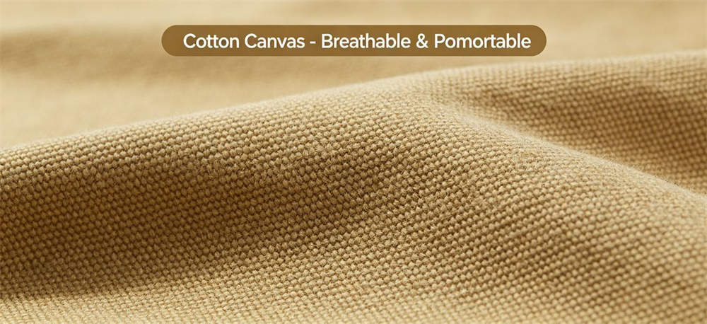 Close-up of cotton canvas tent fabric showing natural woven texture