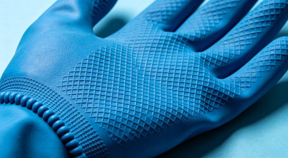 Chemical glove diamond grip palm detail for wholesale hand and foot protection selection and procurement review
