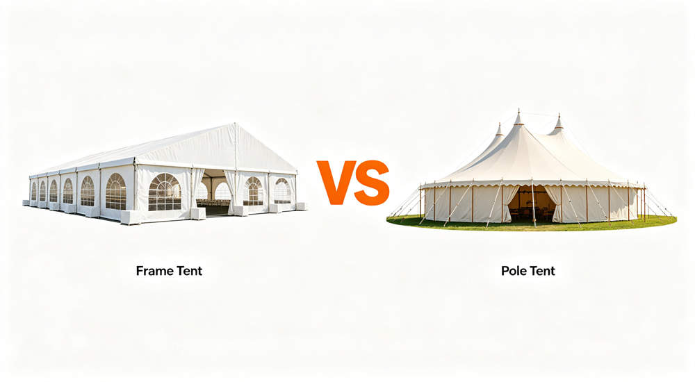 frame tent vs pole tent structure comparison for institutional buyers
