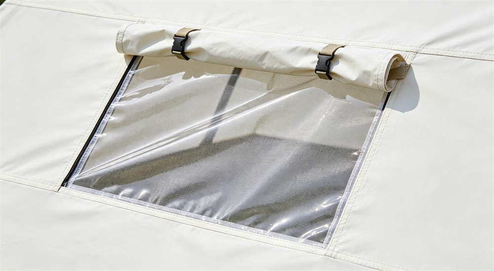 tent window ventilation mesh screen and pvc panel detail