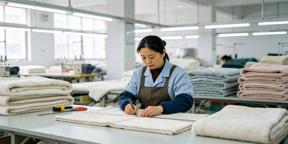 Textile factory quality control inspection of emergency blankets and sleeping bags
