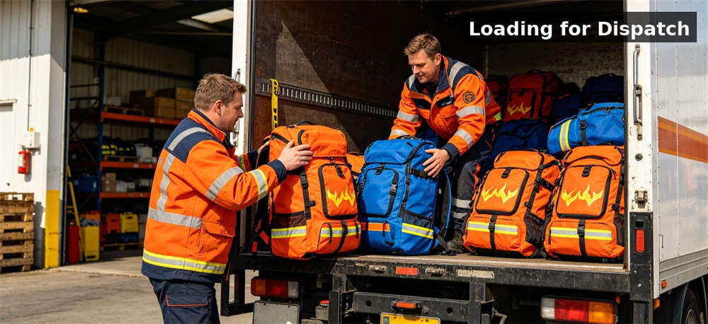 Rescue backpack loading truck for institutional procurement, inspection and supply planning