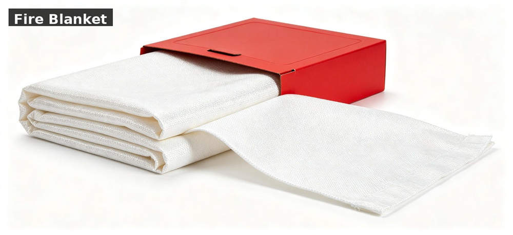 Fire blanket in its storage box for workplace and facility preparedness for government stockpile, institutional supply and emergency