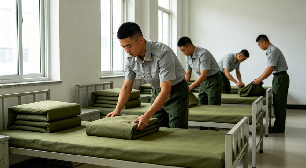 Institutional bedding product display showing material quality and design details for commercial procurement decision making suitable for emergency shelters hospitals universities and hotels requiring durable comfortable bedding solutions
