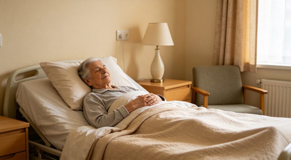 Wide-angle scene of hotel room with premium white institutional bedding and housekeeping staff maintaining quality standards suitable for emergency shelters hospitals universities and hotels requiring durable comfortable bedding solutions