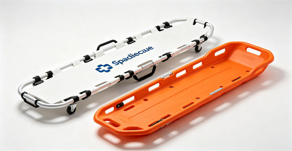 Quality control inspection of rescue stretcher materials in factory testing lab checking strength for wholesale bulk water rescue equipment supply