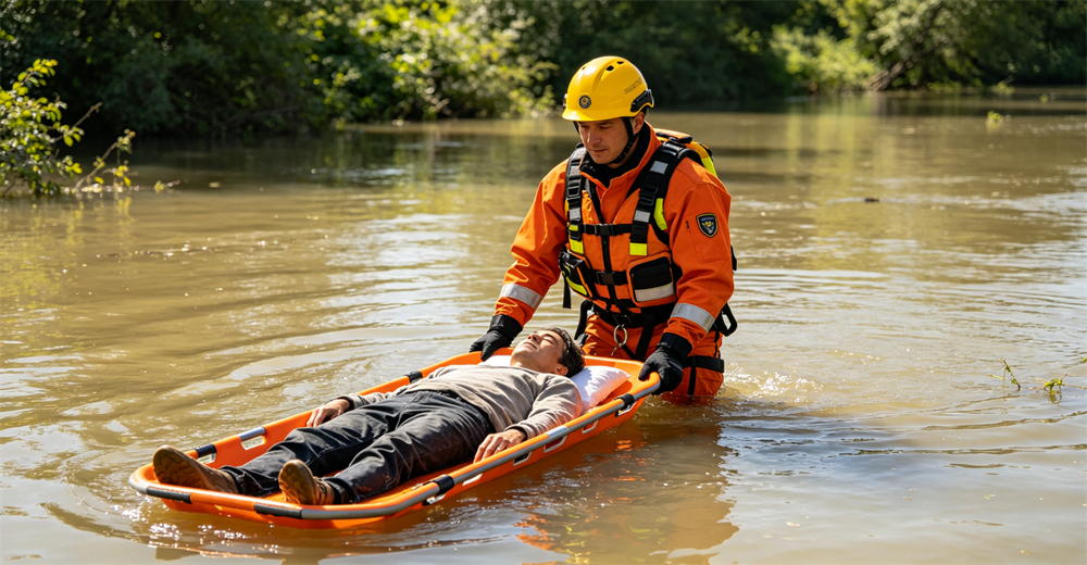 Moisture proof waterproof nylon material of emergency rescue stretcher shown closeup for wet use for wholesale bulk water rescue equipment supply Moisture proof waterproof nylon material of emergency rescue stretcher shown closeup for wet use for wholesale bulk water rescue equipment supply