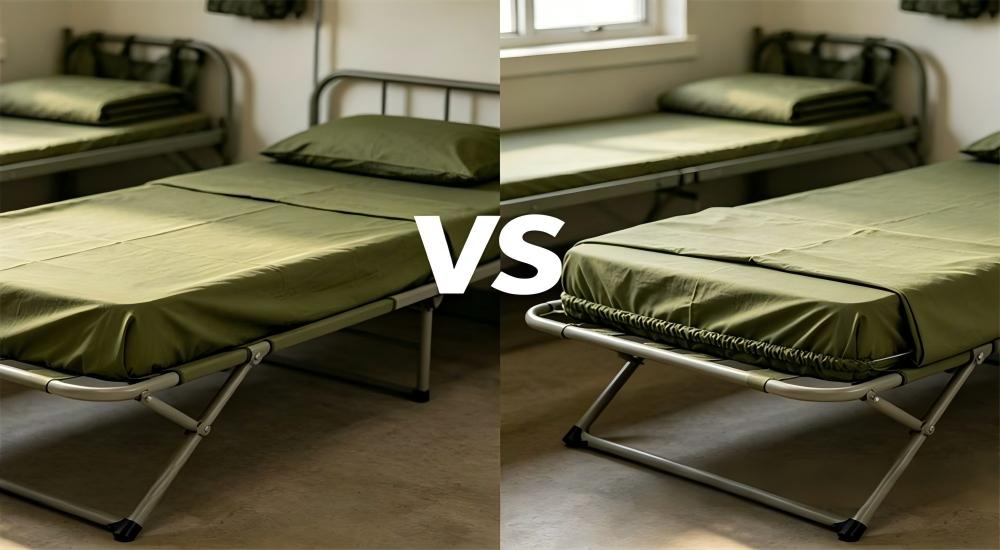 Comparison of military flat sheet and fitted sheet options for army bedding wholesale buyers specification selection helping military textiles wholesale buyers choose bed linen
