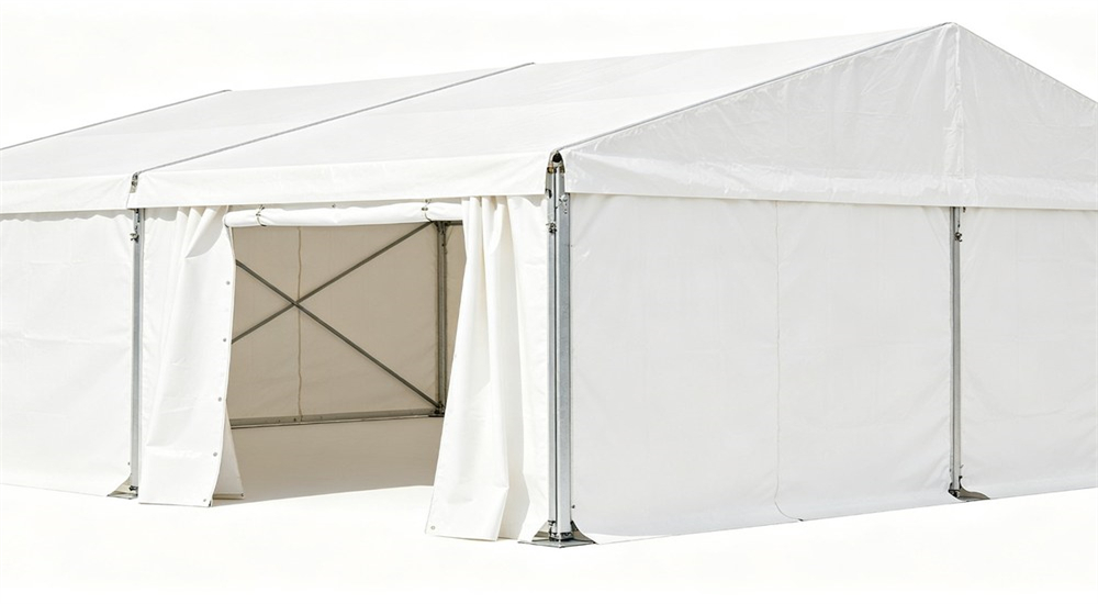 White frame tent 4x6m steel frame PVC coated polyester for remote worker accommodation