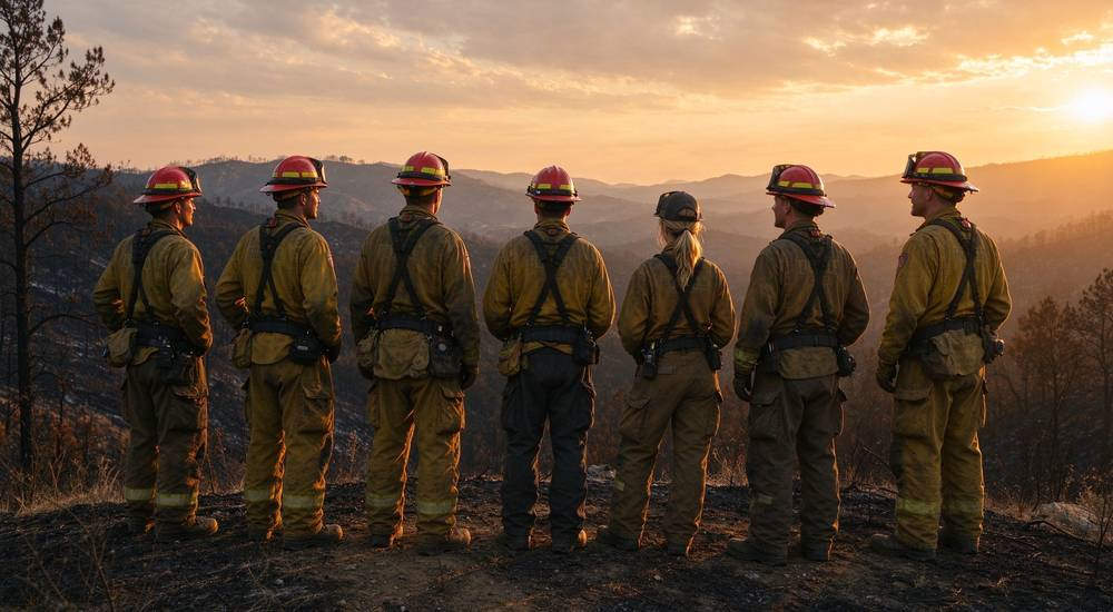 Aerial view of wildfire smoke and burn scar, dramatic realistic photography, drought and wildfire emergency preparedness